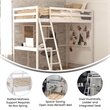 Twin Size Traditional Wood Slat Loft Bed with Integrated Desk & Ladder-White