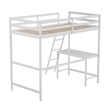 Twin Size Traditional Wood Slat Loft Bed with Integrated Desk & Ladder-White