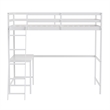 Twin Size Traditional Wood Slat Loft Bed with Integrated Desk & Ladder-White