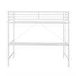 Sturdy Metal Loft Bed Frame in White with Desk and Safety Rails - Twin