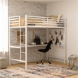 Sturdy Metal Loft Bed Frame in White with Desk and Safety Rails - Twin