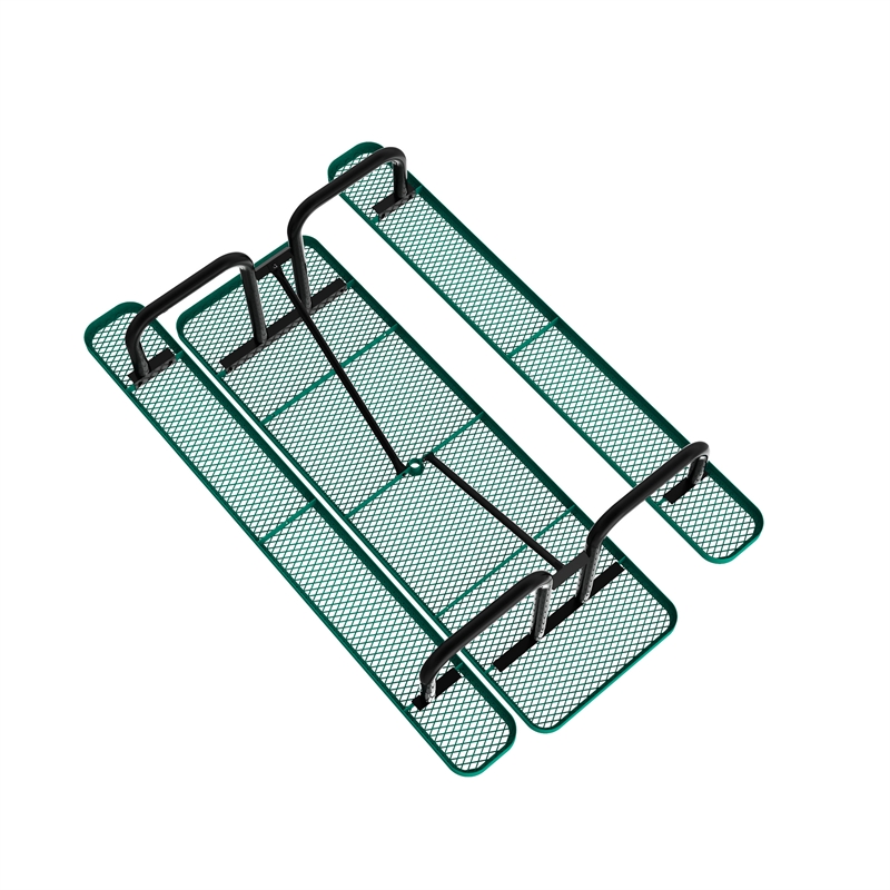 Commercial 8' Rectangular Expanded Mesh Metal Picnic Table with Anchors - Green