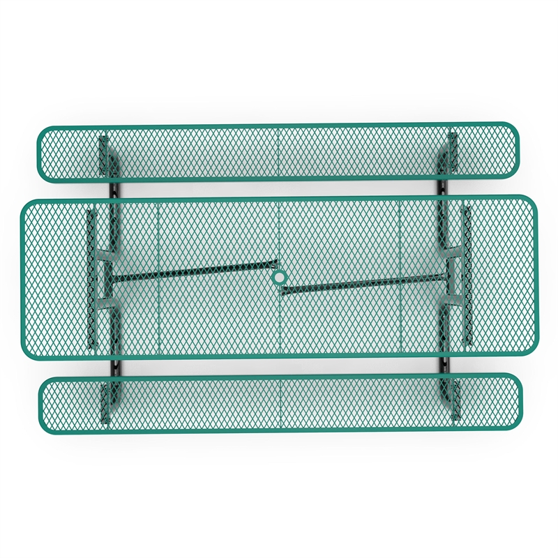 Commercial 8' Rectangular Expanded Mesh Metal Picnic Table with Anchors - Green