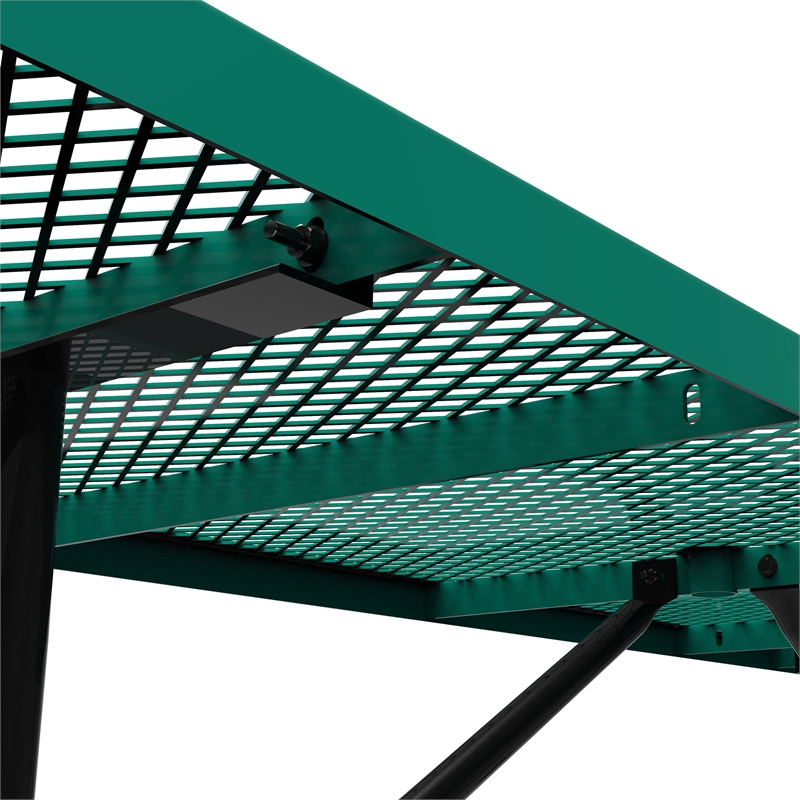 Commercial 8' Rectangular Expanded Mesh Metal Picnic Table with Anchors - Green