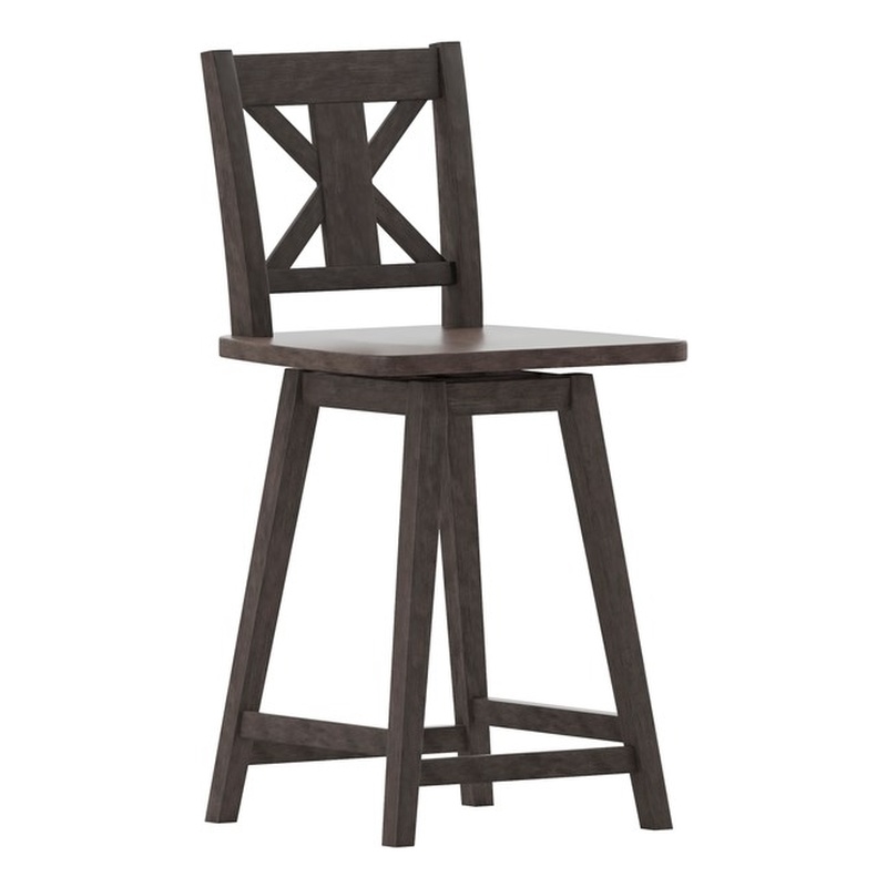 Commercial 360 Swivel Wood Counter Height Stool in Gray Wash Walnut