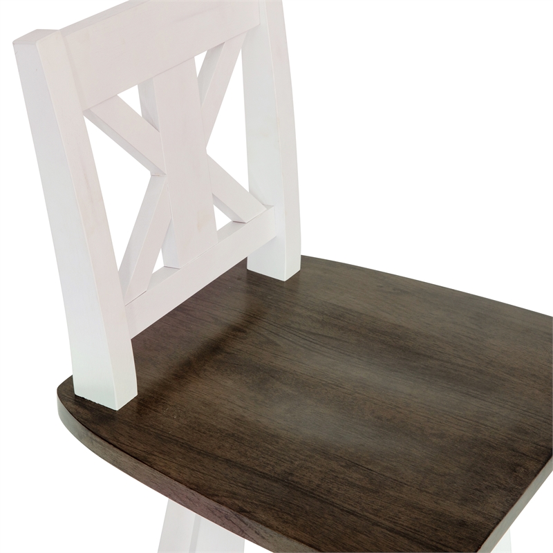 Commercial 360 Swivel Wood Counter Height Stool in Antique White Wash/Gray Seat
