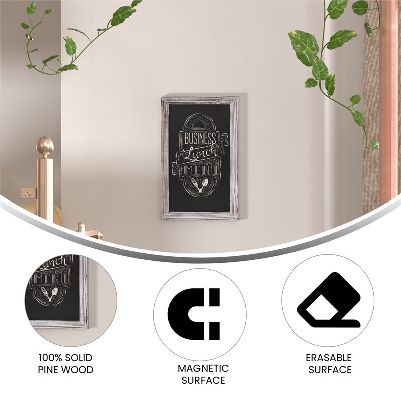 Set of 10 Wall Mounted Magnetic Chalkboards in Whitewashed - 9.5