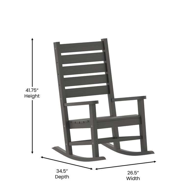 3pc Commercial Indoor/Outdoor Set with 2 Rocking Chairs and End Table in Gray