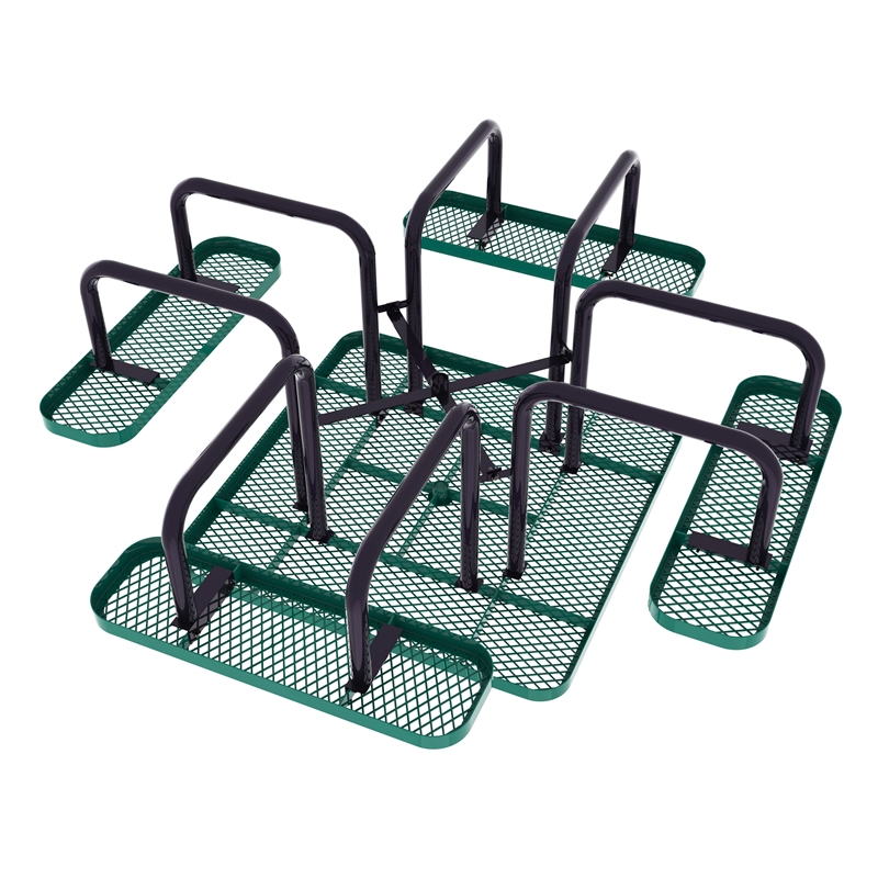 Commercial 46 Inch Square Expanded Mesh Metal Picnic Table with Anchors - Green