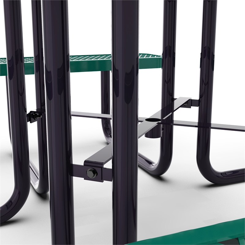 Commercial 46 Inch Square Expanded Mesh Metal Picnic Table with Anchors - Green