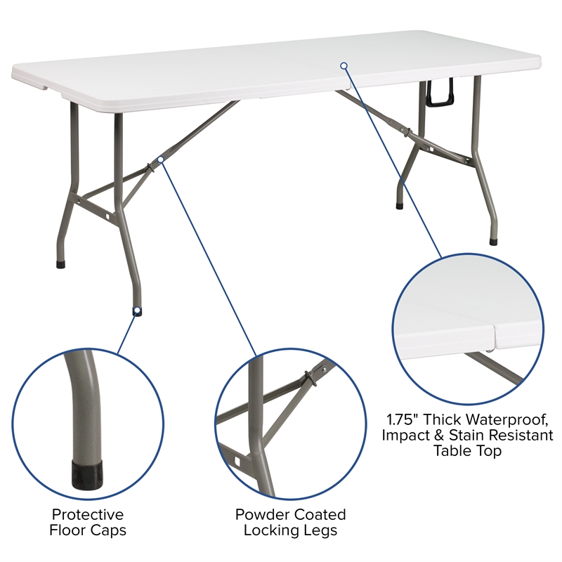 10' x 10' White Pop Up Canopy Tent and 6 Ft. Bi-Fold Table with Carrying Handle