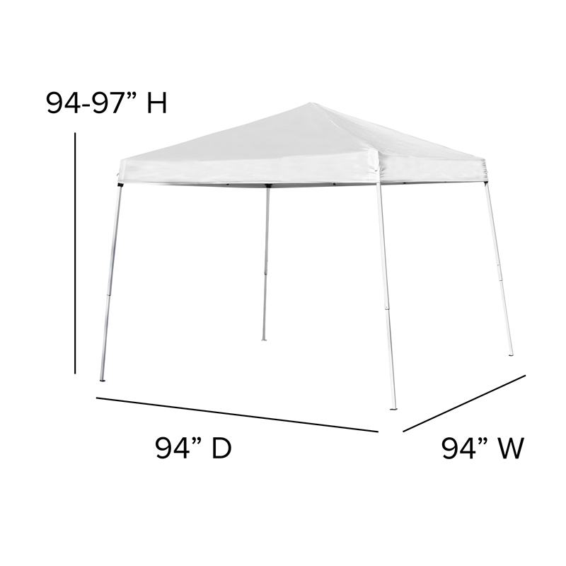 8' x 8' White Pop Up Canopy with Carry Bag and Folding Table with Benches Set