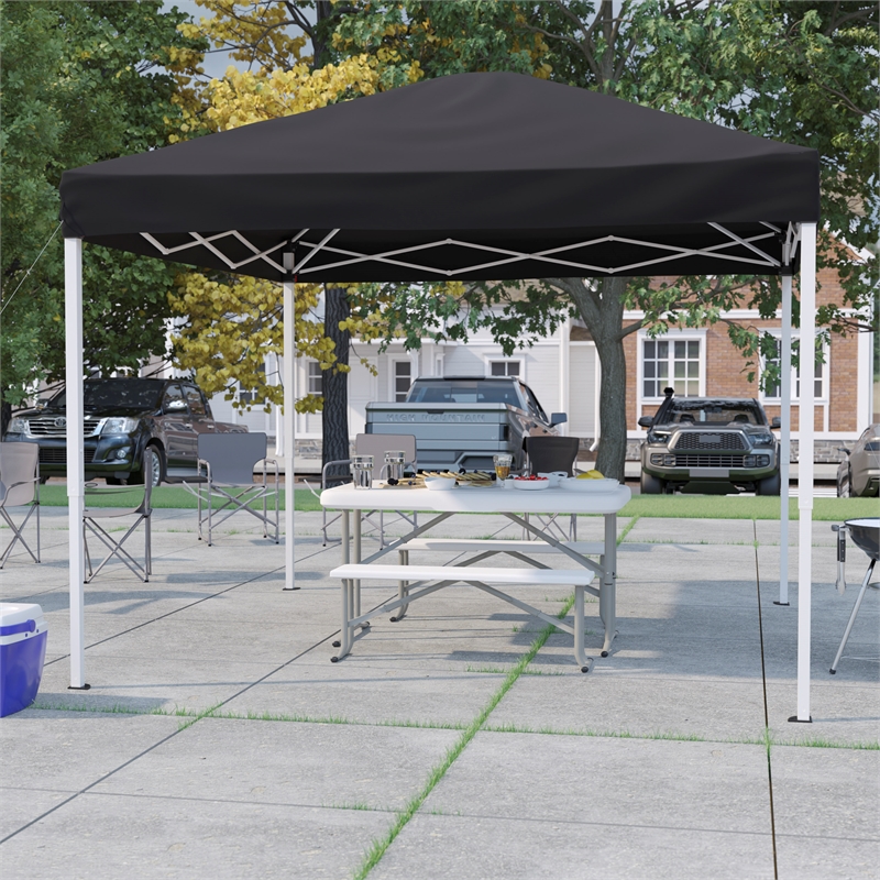 10'x10' Black Weather Resistant Easy Up Event Straight Leg Instant Canopy Tent
