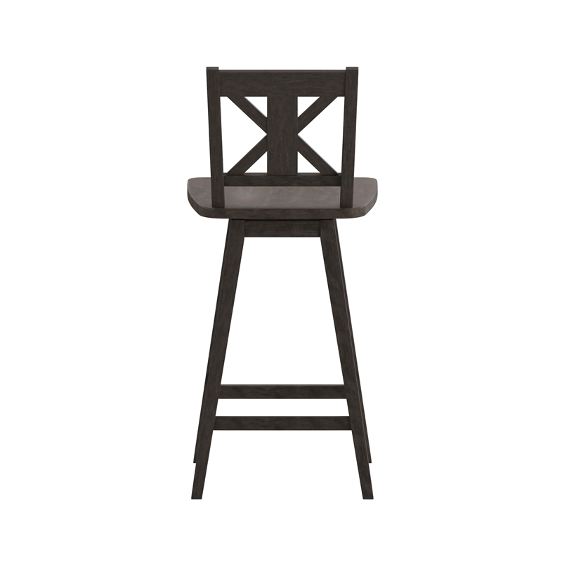 Commercial 360 Swivel Wood Bar Height Stool in Gray Wash Walnut