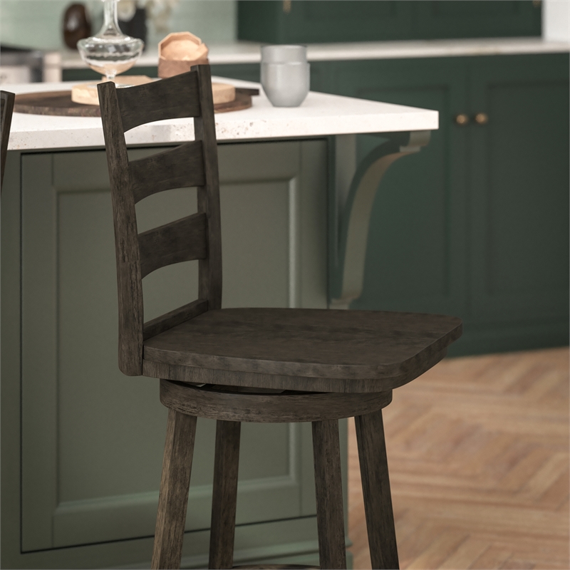 Commercial Wooden Swivel Counter Height Stool in Gray Wash Walnut