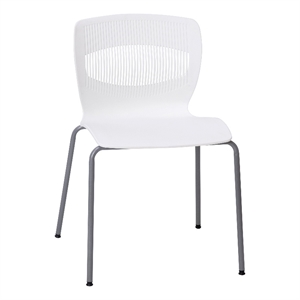 Commercial Grade 770 LB. Capacity Plastic Stack Chair with Lumbar Support-White