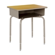 Maple/Silvr Student Desk with Open Front Metal Book Box & Blk Flex Comfort Chair