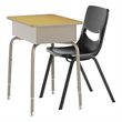 Maple/Silvr Student Desk with Open Front Metal Book Box & Blk Flex Comfort Chair
