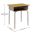 Maple/Slvr Student Desk with Open Front Metal Book Box & Navy Flex Comfort Chair