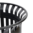 Commercial Outdoor Round Slatted Steel 37 Gallon Trash Can with Inner Bin in Blk