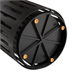 Commercial Outdoor Round Slatted Steel 37 Gallon Trash Can with Inner Bin in Blk