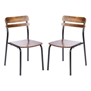 2PK Commercial Solid Wood Dining Chair with Blk Frame and Antique Copper Finish