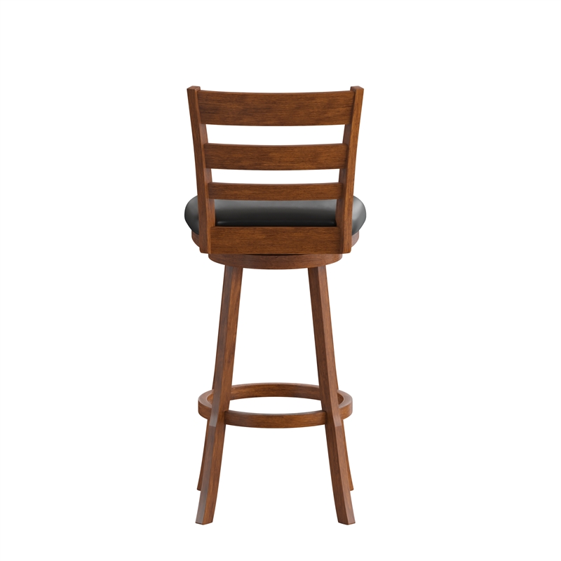 Commercial Wooden Swivel Bar Stools - Antique Oak/Black LeatherSoft