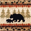 Wandering Bear and Cub Rustic Olefin Area Rug in Brown - Jute Backing - 2' x 7'