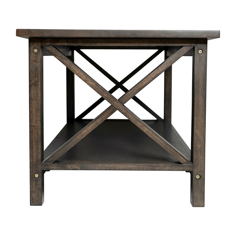 Flash Furniture Solid Wood Traditional Farmhouse Coffee Table in Dark Gray