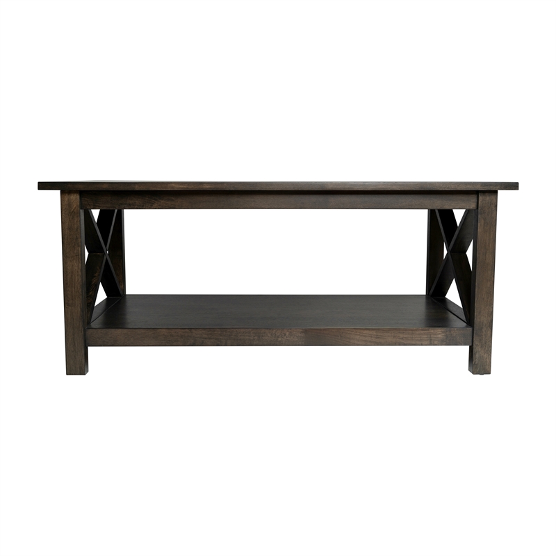 Flash Furniture Solid Wood Traditional Farmhouse Coffee Table in Dark Gray