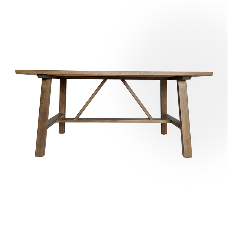 Solid Wood Farmhouse Trestle Style Coffee Table in Rustic Brown