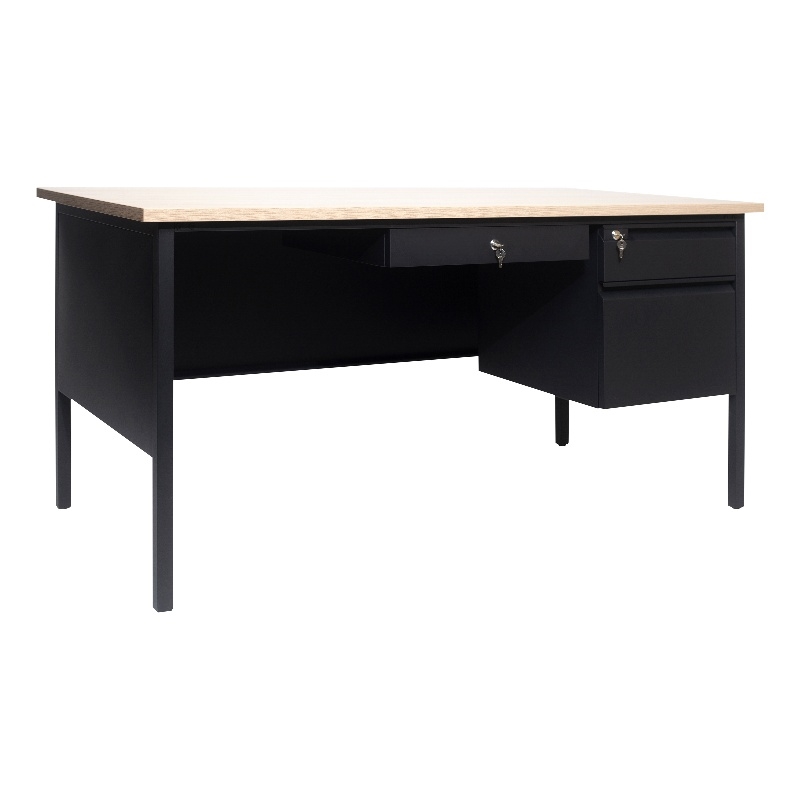 Commercial Right Side Single Pedestal Desk-3 Locking Drawers in White Oak-30x60
