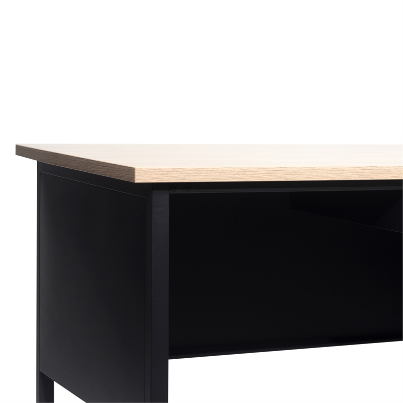 Commercial Right Side Single Pedestal Desk-3 Locking Drawers in White Oak-30x70