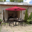 Flash Furniture Montego Commercial 9 FT Solar LED Light Umbrella with Crank and Tilt Functions