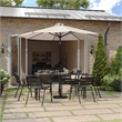 Flash Furniture Montego Commercial Grade 9ft Round Solar LED Umbrella with Crank Lift and Tilt Function