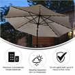 Flash Furniture Montego Commercial Grade 9ft Round Solar LED Umbrella with Crank Lift and Tilt Function