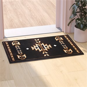 Southwestern Style Area Rug in Shades of Brown Beige and Black - 2' x 3'