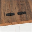 Farmhouse Coffee Table with Hinged Lift Top and Storage in White/Rustic Oak