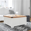 Farmhouse Coffee Table with Hinged Lift Top and Storage in White/Rustic Oak