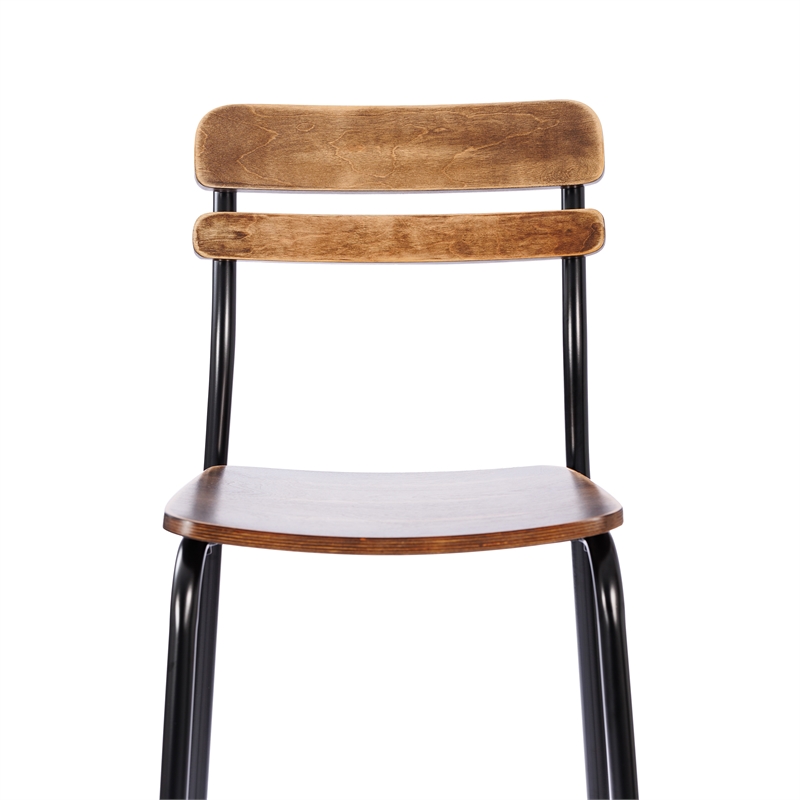 2PK Commercial Solid Wood Bar Stools with Black Frames and Antique Copper Finish