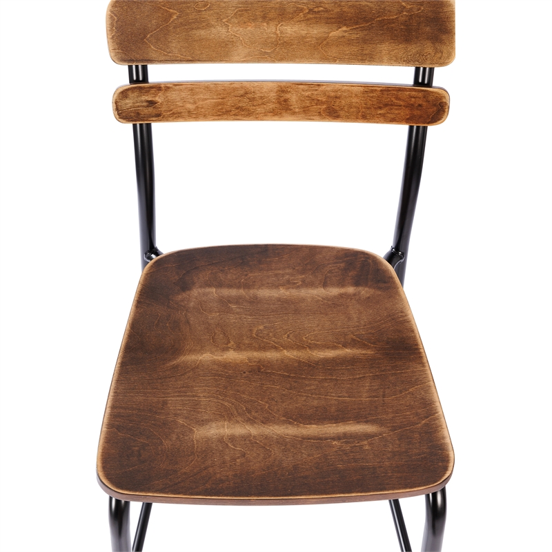 2PK Commercial Solid Wood Bar Stools with Black Frames and Antique Copper Finish