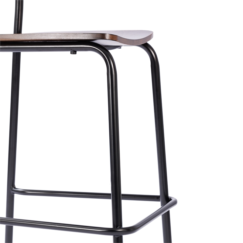 2PK Commercial Solid Wood Bar Stools with Black Frames and Antique Copper Finish