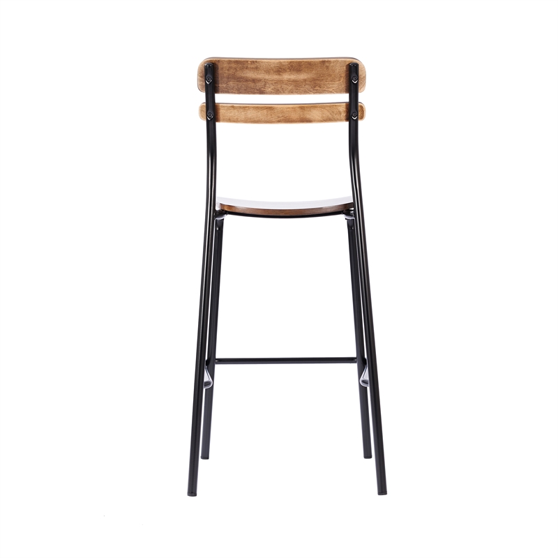 2PK Commercial Solid Wood Bar Stools with Black Frames and Antique Copper Finish