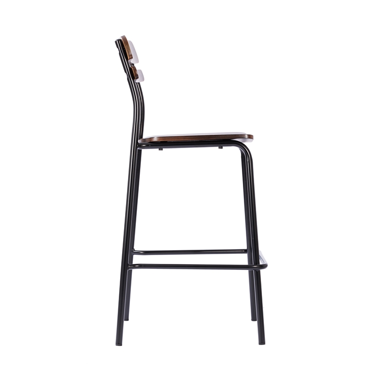 2PK Commercial Solid Wood Bar Stools with Black Frames and Antique Copper Finish