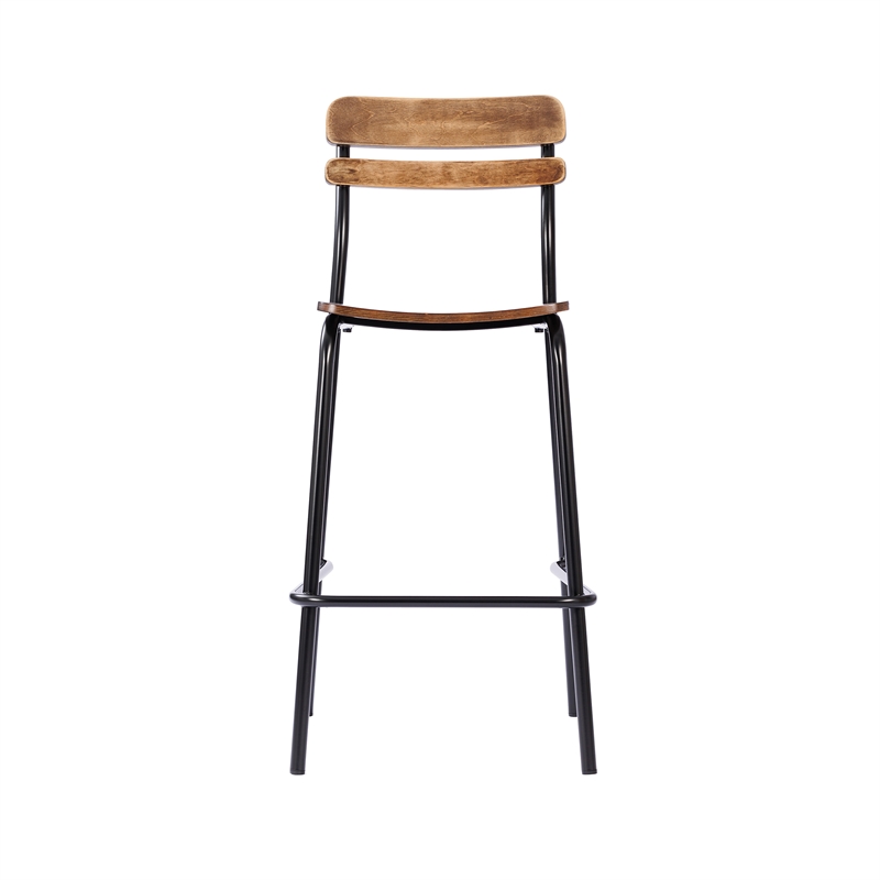 2PK Commercial Solid Wood Bar Stools with Black Frames and Antique Copper Finish