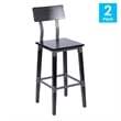 2 Pack Commercial Rustic Black Industrial Style Wood Dining Barstool