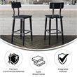 2 Pack Commercial Rustic Black Industrial Style Wood Dining Barstool