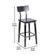 2 Pack Commercial Rustic Black Industrial Style Wood Dining Barstool