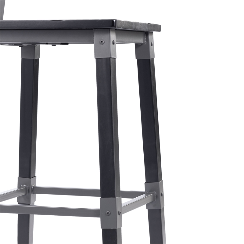 2 Pack Commercial Rustic Black Industrial Style Wood Dining Barstool