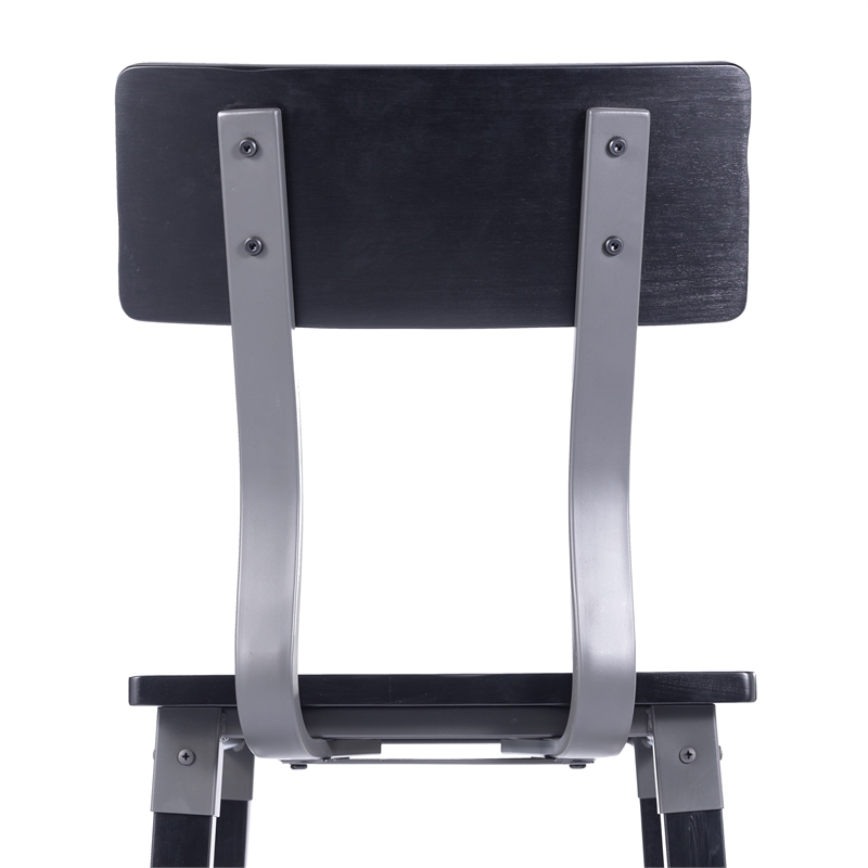 2 Pack Commercial Rustic Black Industrial Style Wood Dining Barstool